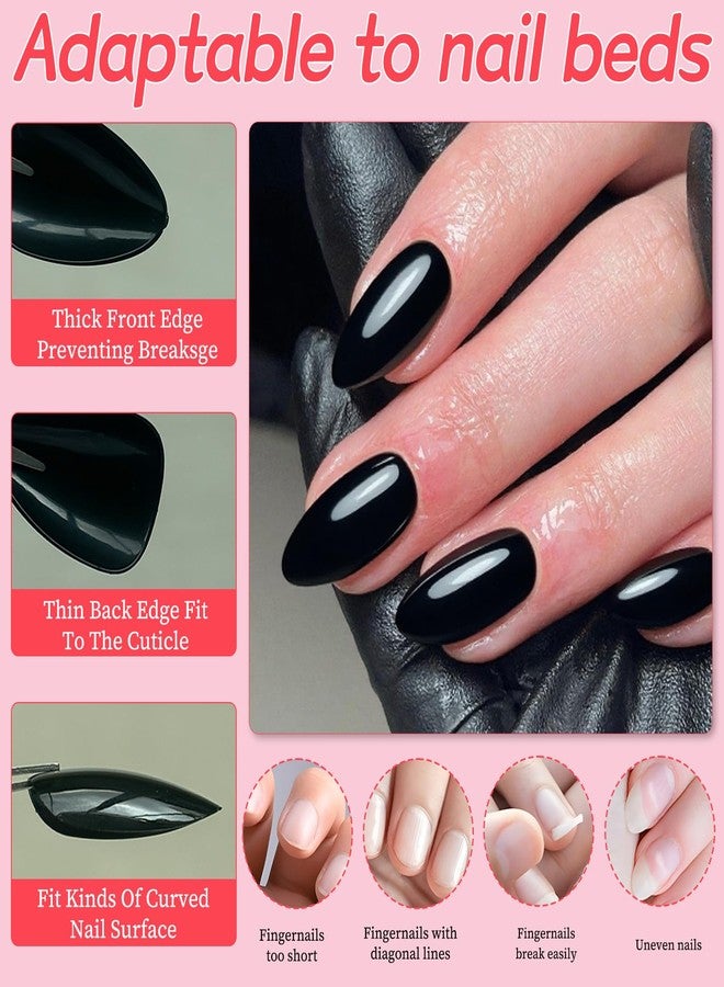 Lifextol 120pc Black Almond Press on Nails Short Fake Nails Press ons for Women Acrylic Nails Press on Nails&Glue Tabs, Short Black Press on Nails Almond False Nail Tip Stick on Artificial Fingernail - Image 4